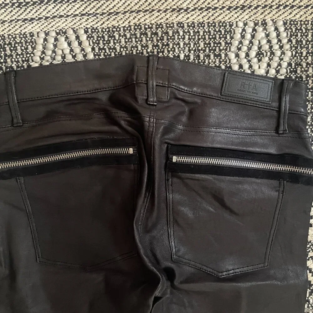 New RtA Black Lamb Leather Zip-Around Designer Pants NWOT Size 25 - Picture 8 of 13